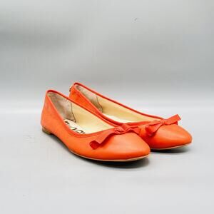 Sam Edelman Shoes Womens 8.5 Orange Leather Milly Ballet Flats Bow Slip On